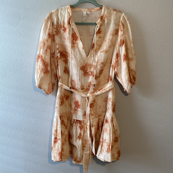 JONATHAN SIMKHAI Orange Gauze Opal Tie Dye Mini Dress Cover Up - Picture 3 of 8